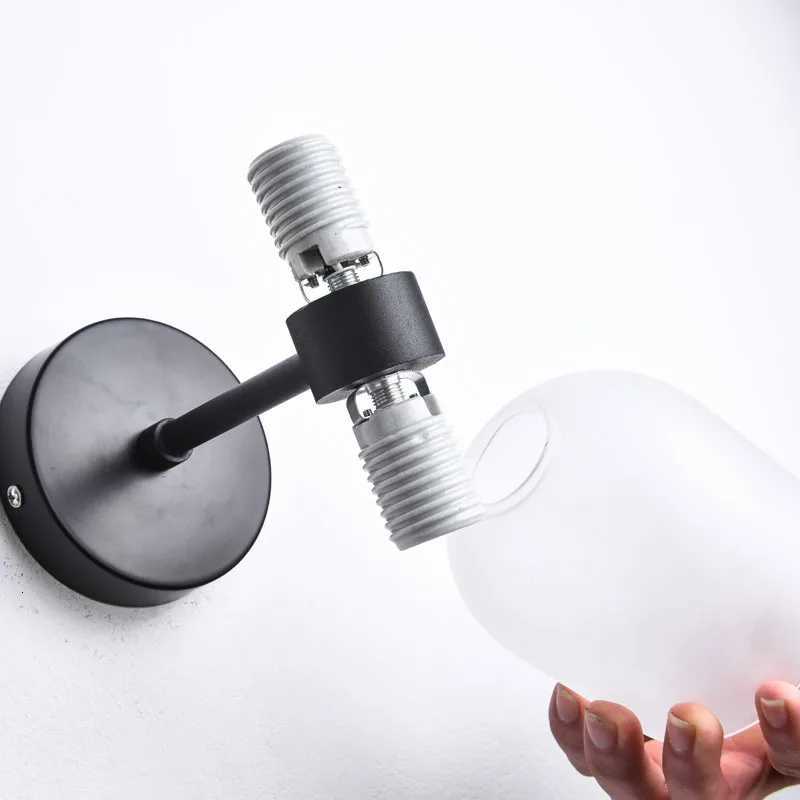 Nordic Wall Led Lamp Glass Sconce Indoor Lighting Mirror Light Fixtures Living Room Bedside Bedroom Bathroom Home Decor Black M251126