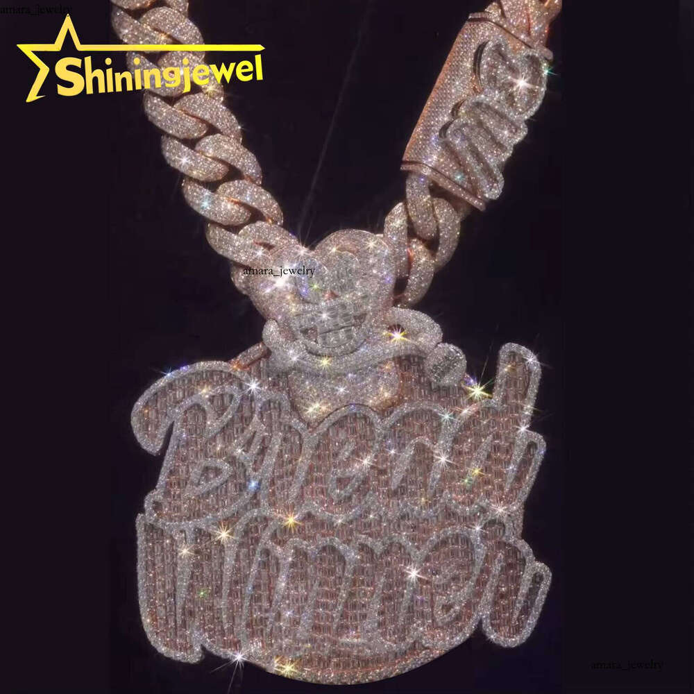 Custom High-Quality Personalized Rapper Jewelry 925 Silver Baguette Hip-Hop VVS Moissanite Moissanite Round Men's Pendant