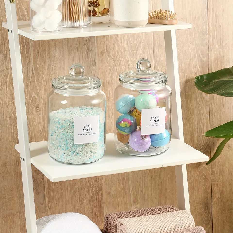 Glass Jars With Airtight Lids And Labels Half Gallon Storage Containers With Spoons For Laundry Detergent Pods Scent Booster Y251126