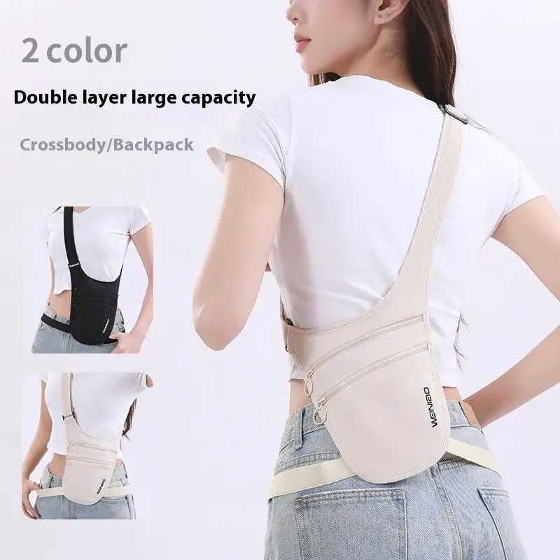 1Pc Polyester Travel Anti-Theft Waist Bag with RFID Blocking Hidden Passport Wallet for Europe Tours Secure Crossbody PouchT251126
