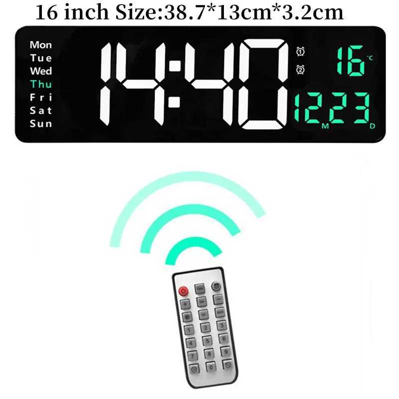 Large Digital Wall Clock Temp Date Week Display Remote Control Power Off Memory Table Clock Wall-mounted Dual Alarms LED Clocks C251126