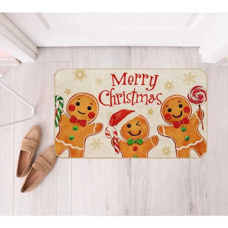 Gingerbread Man Floor Mat Living Room Bedroom Christmas Decoration Home Non Slip Carpet New Year Home DecorationM251126