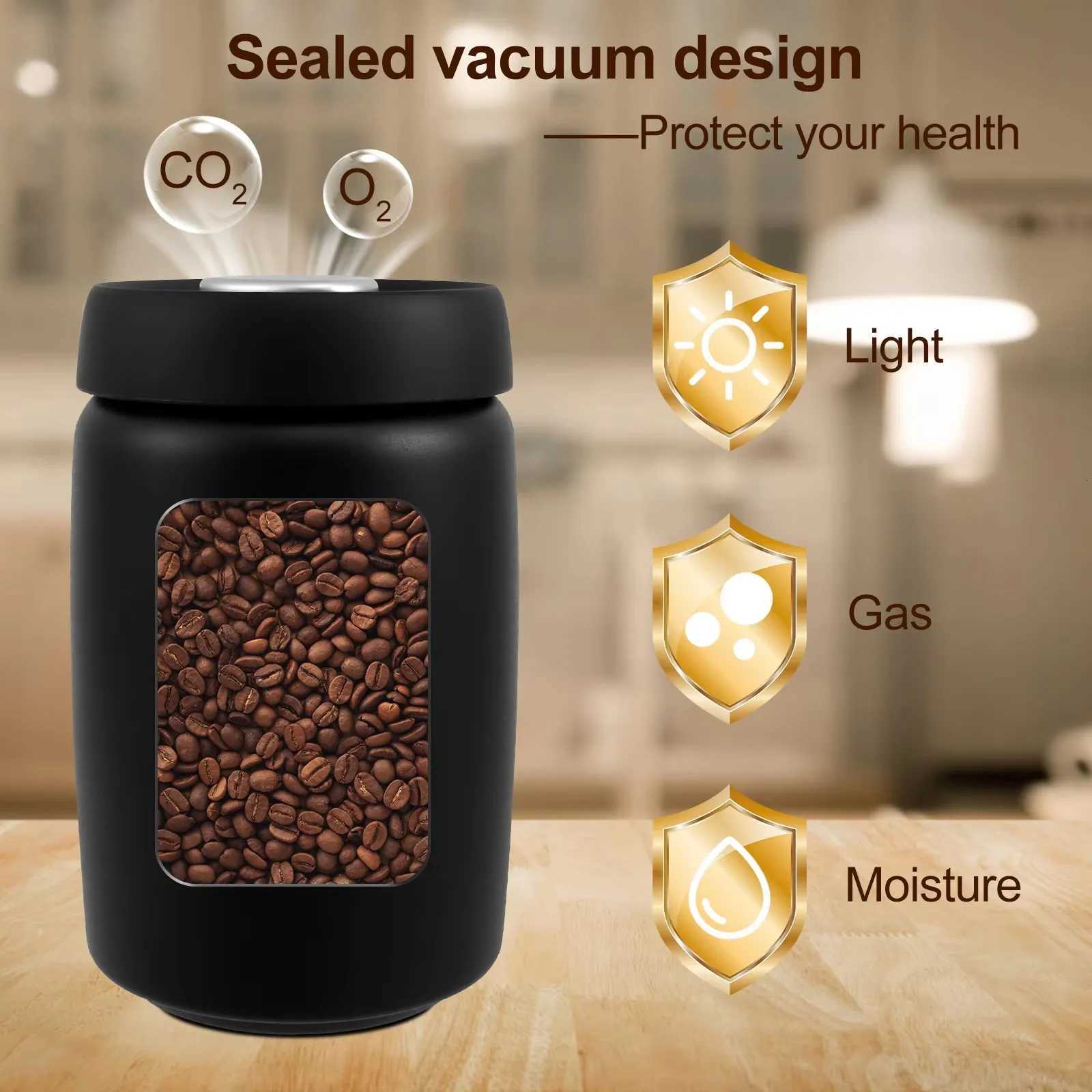 Coffee Beans Vacuum Sealed Jug 304 Stainless Steel Food Keep Fresh Storage Container Kitchen 1200ml Coffee Vacuum Canister Y251126