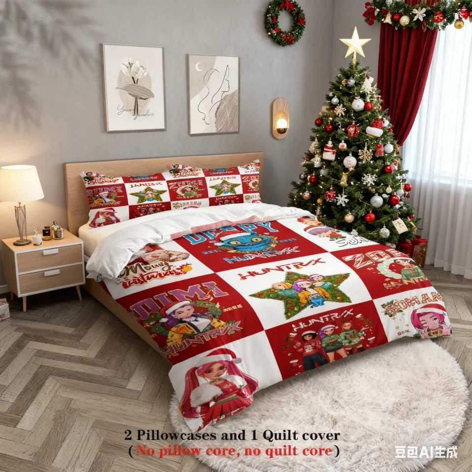 Christmas Christmas Bedding Set Demon Hunters Duvet Cover Set Queen King Size Quilt Cover Duvet Cover Sets With Pillowcase Christmas Gift Y251126