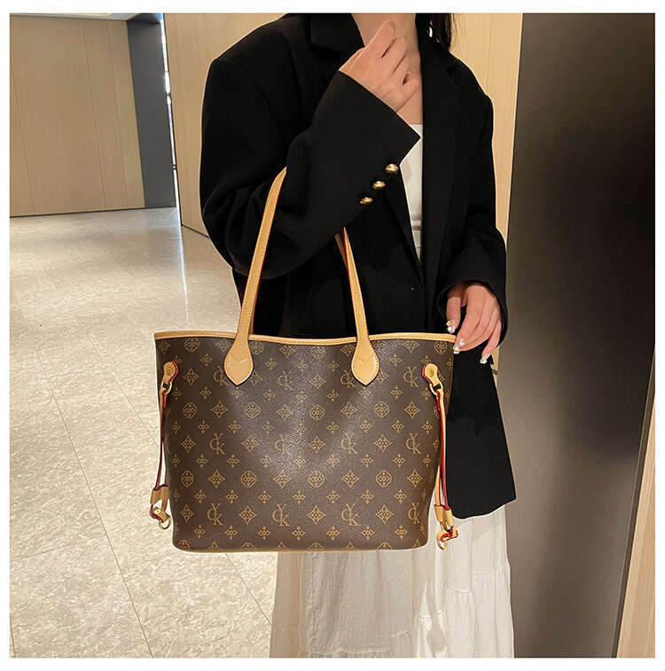 Tote New Retro Print Women Versatile Color-Block Handbag Large Capacity Commuter Shoulder Women's Bag