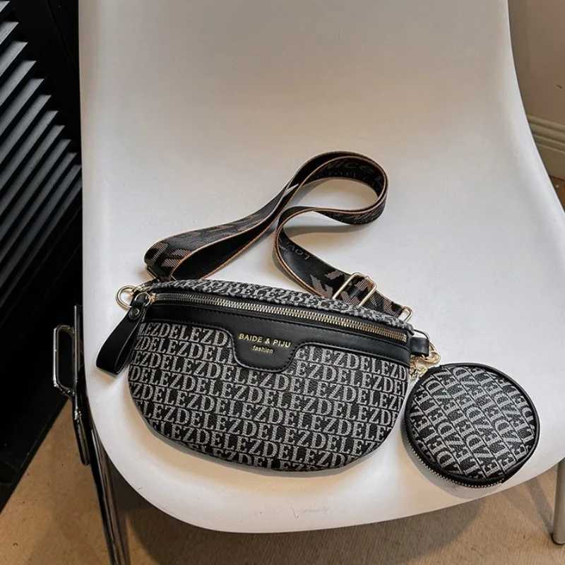 Stylish Letter Printed PU Leather Fanny Packs For Women 2024 Fashion Waist Bag Female Wide Strap Crossbody Bag Ladies Chest PackT251126