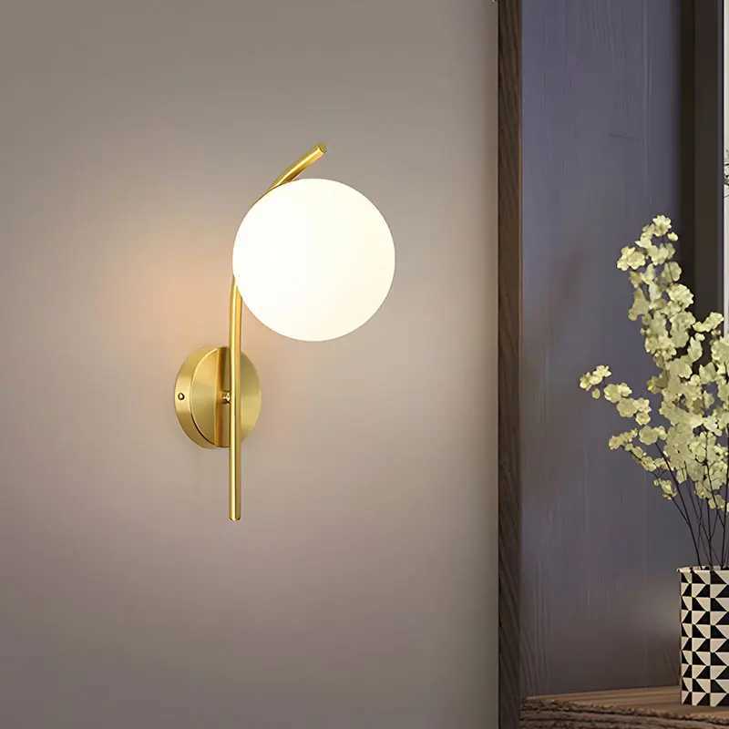Frosted Glass Ball LED Wall Lamps for Bathroom Bedside Hardwire Wall Lights Wall Sconce Lighting Fixtures for Corridor Foyer M251126