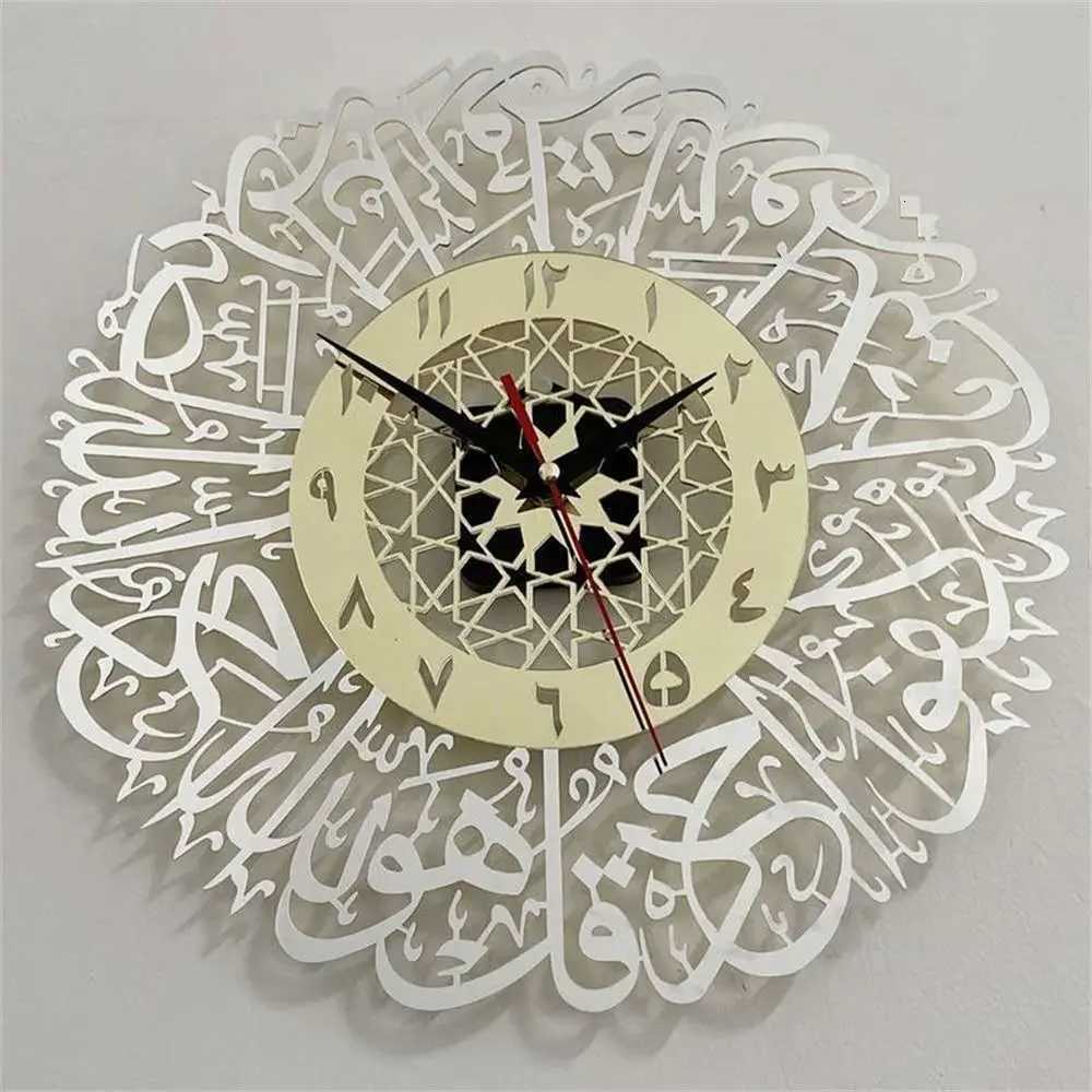 Decor Mirror Pendulum Muslim Art Calligraphy Islamic Quartz Wall Decor Wall Clock Acrylic C251126
