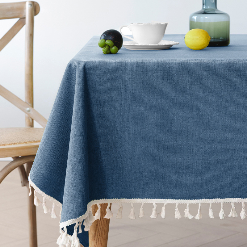 XX0295 waterproof and oil-proof tablecloth cotton and linen tassel tablecloth high-grade wash-free solid color restaurant coffee table tablecloth
