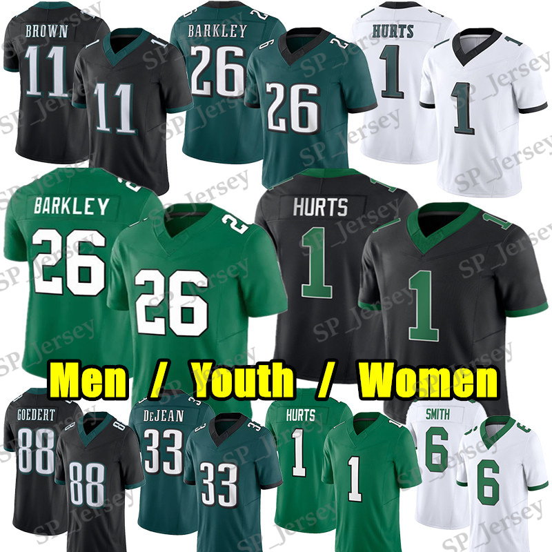 #26 Saquon Barkley Football Jersey #1 Jalen Hurts DeVonta Smith AJ Brown Jalen Carter Phillips Dawkins Quinyon Mitchell Goedert Cooper DeJean Jihaad Campbell jerseys
