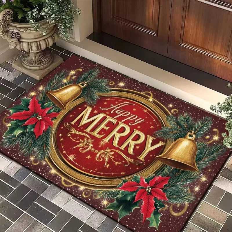 Merry Christmas Entrance Mat Christmas Carpet Mat Bathroom Non Slip and Absorbent Mat Door MatM251126