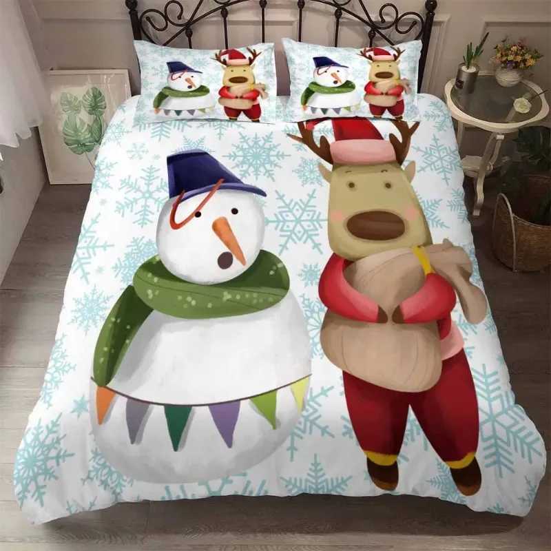 Christmas Happy Christmas Snowflake Bedding Set Decoration US CalifKing 260x240 Full 200x230cm Duvet Cover Sets 2 People Bedclothes Thick Y251126