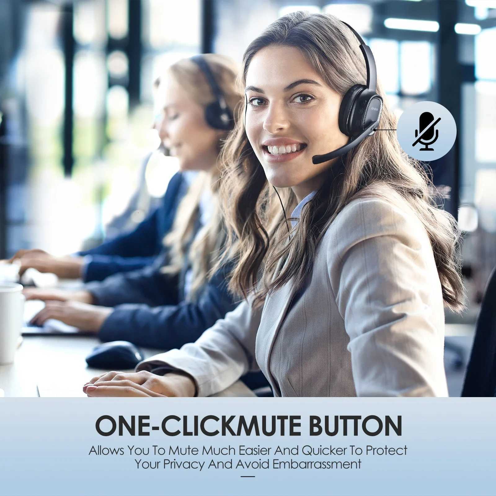 Siindoo 2PCS JH-101 Wireless Call Center Headset with Mic Noise Canceling Headphones with 50H Talking Time For Office Work VideoM251126