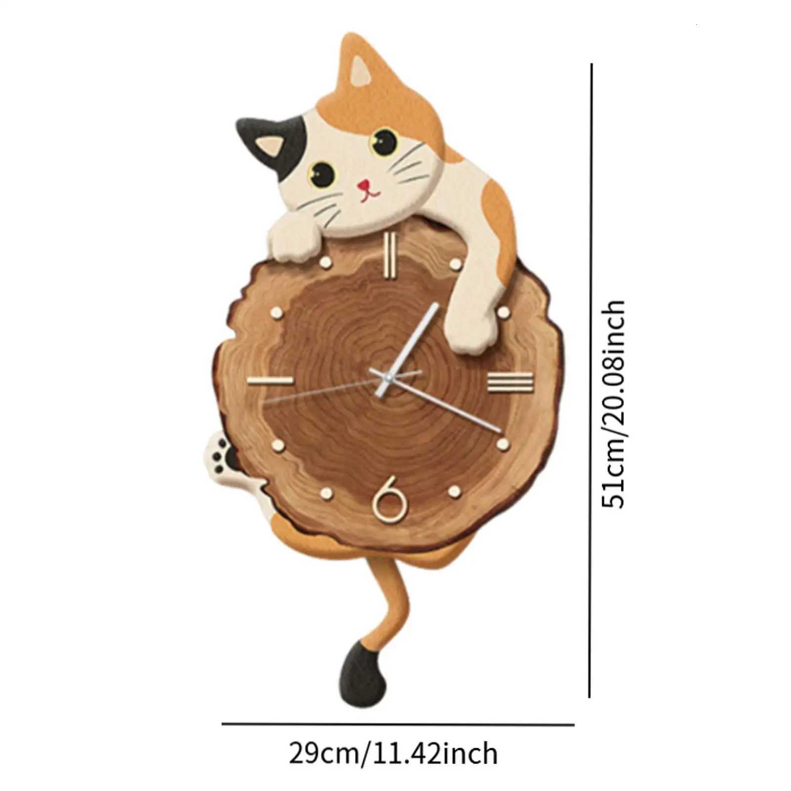 Creative Fun Cat Wall Hanging Clock Stylish Cute Pendulum Decorative Clock Wall Ornament for Bedroom Kids Room Home Decor Gift C251126