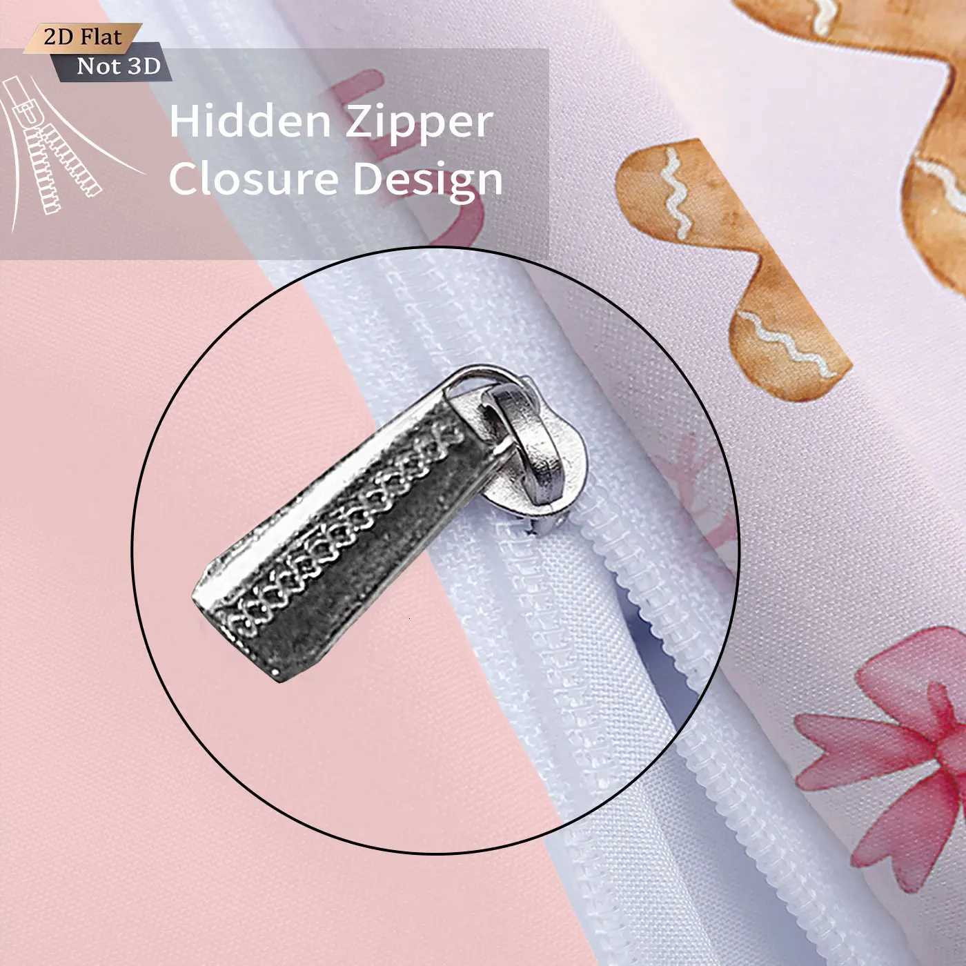 Christmas 3pcs pink Merry Christmas gingerbread printed coreless bedding set multi size bedroom bedding holiday decoration comfortable Y251126