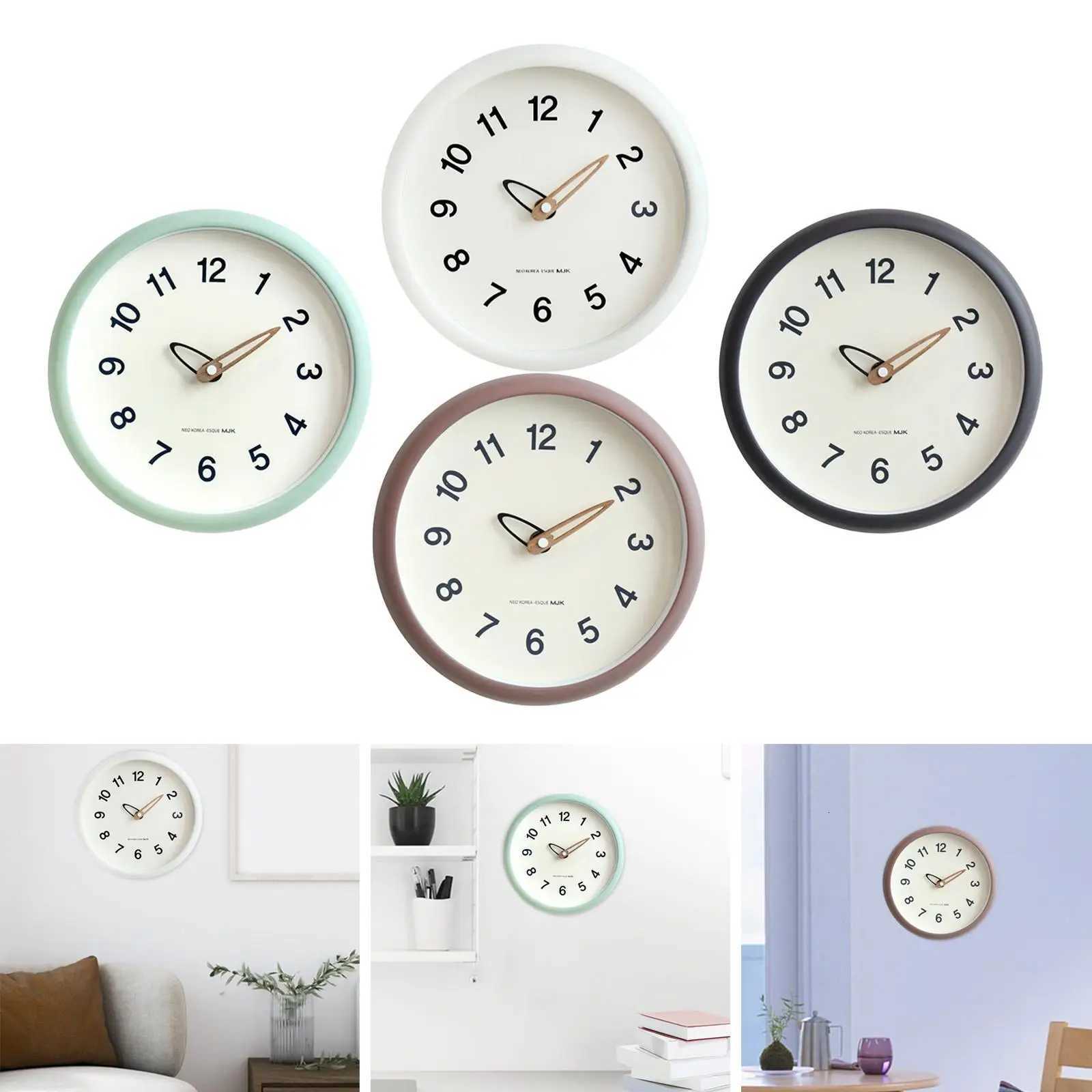 25cm Wall Clock Modern Lightweight Round Silent Easy to Read Large Numerals for Office Study Room Farmhouse Kitchen Decoration C251126