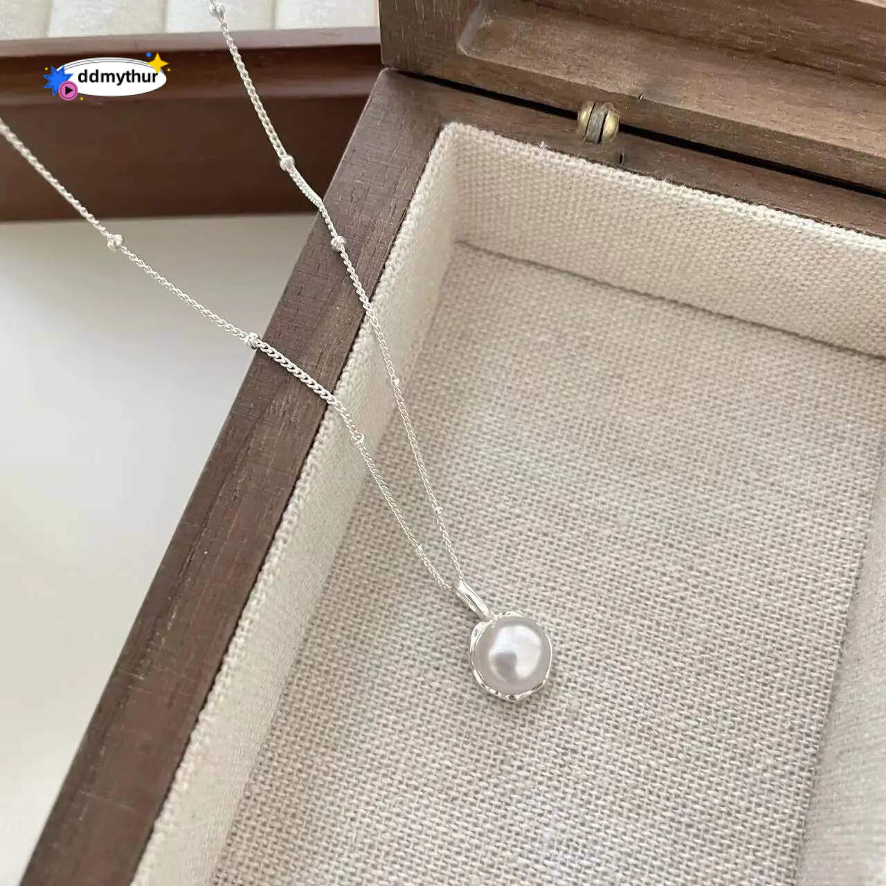 New Trendy Fashion Sier Pearl Simple Elegant Thin Chain Pendant Necklace for Women Girl Jewelry Dropship Wholesale ddmythur