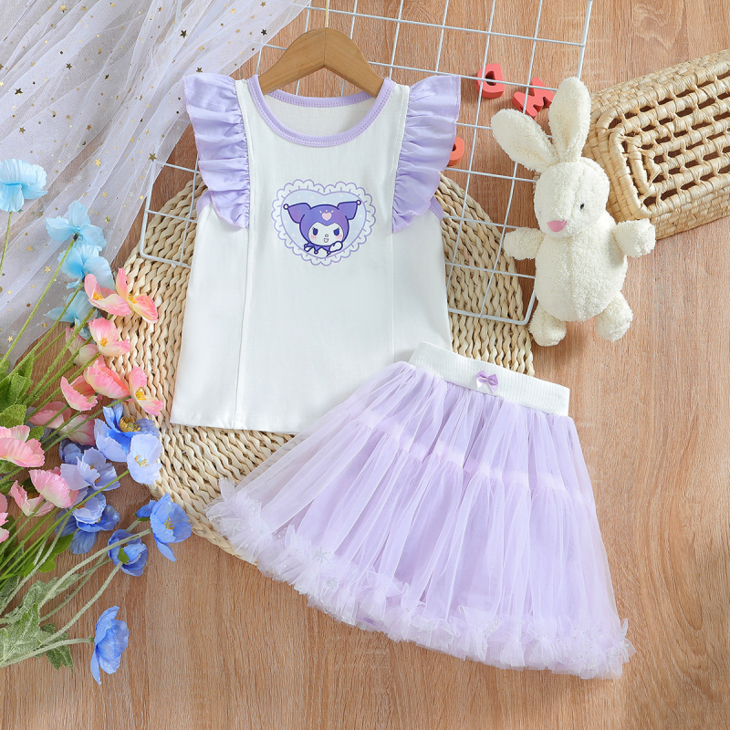 Disney little girl's two-piece set children's summer ballet dress set baby girl's puffy dress two-piece set princess dress holidays and