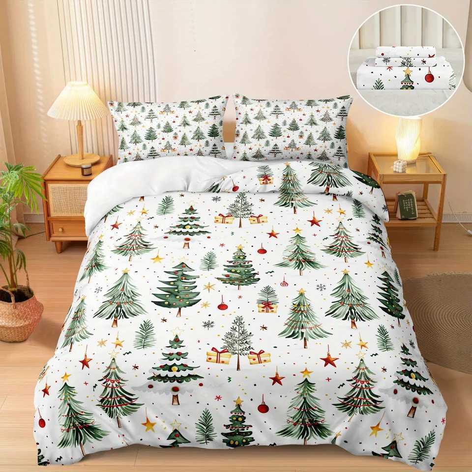 Christmas Christmas Tree Bedding Set 3D Printed Duvet Cover Set Single Twin Double Size Home Decor Duvet Cover Set Christmas Gift For Kids Y251126