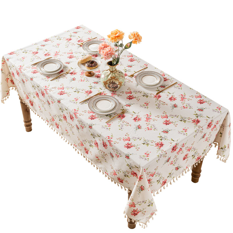 DH061 French Nanyang style floral tablecloth tassel decoration tablecloth home restaurant waterproof coffee table TV cabinet cover
