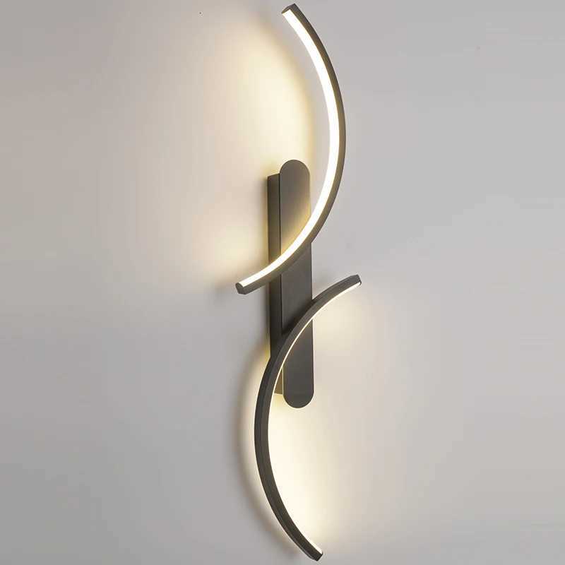 2PC Curved Wall light LED Modern Wall Lamp Black Moonlight Living Room Bedroom Bedside Corridor Cloakroom Lighting Fixtures M251126