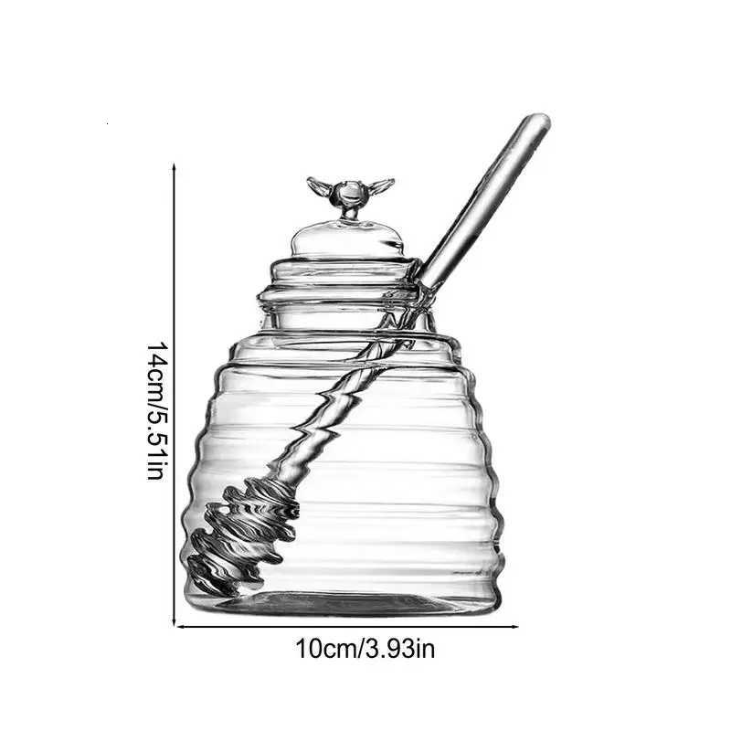 Glass Honeycomb Tank Kitchen Tools Honey Storage Container with Dipper and Lid Honey Bottle for Wedding Party Kitchen Home Y251126