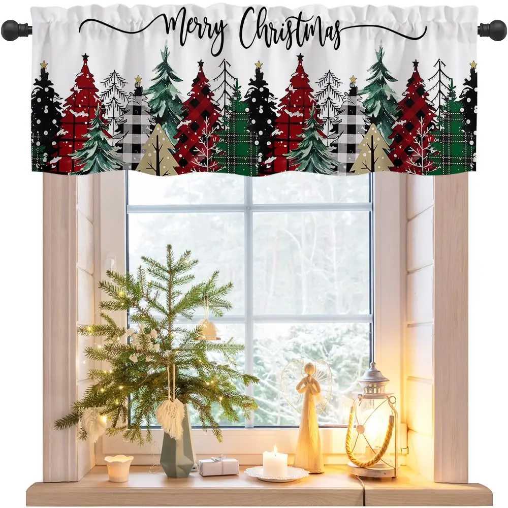 Christmas Christmas Valances for Kitchen Windows Farmhouse Valance Curtain Rod Pocket Window Treatment Valance for Kitchen Living Room Y251126