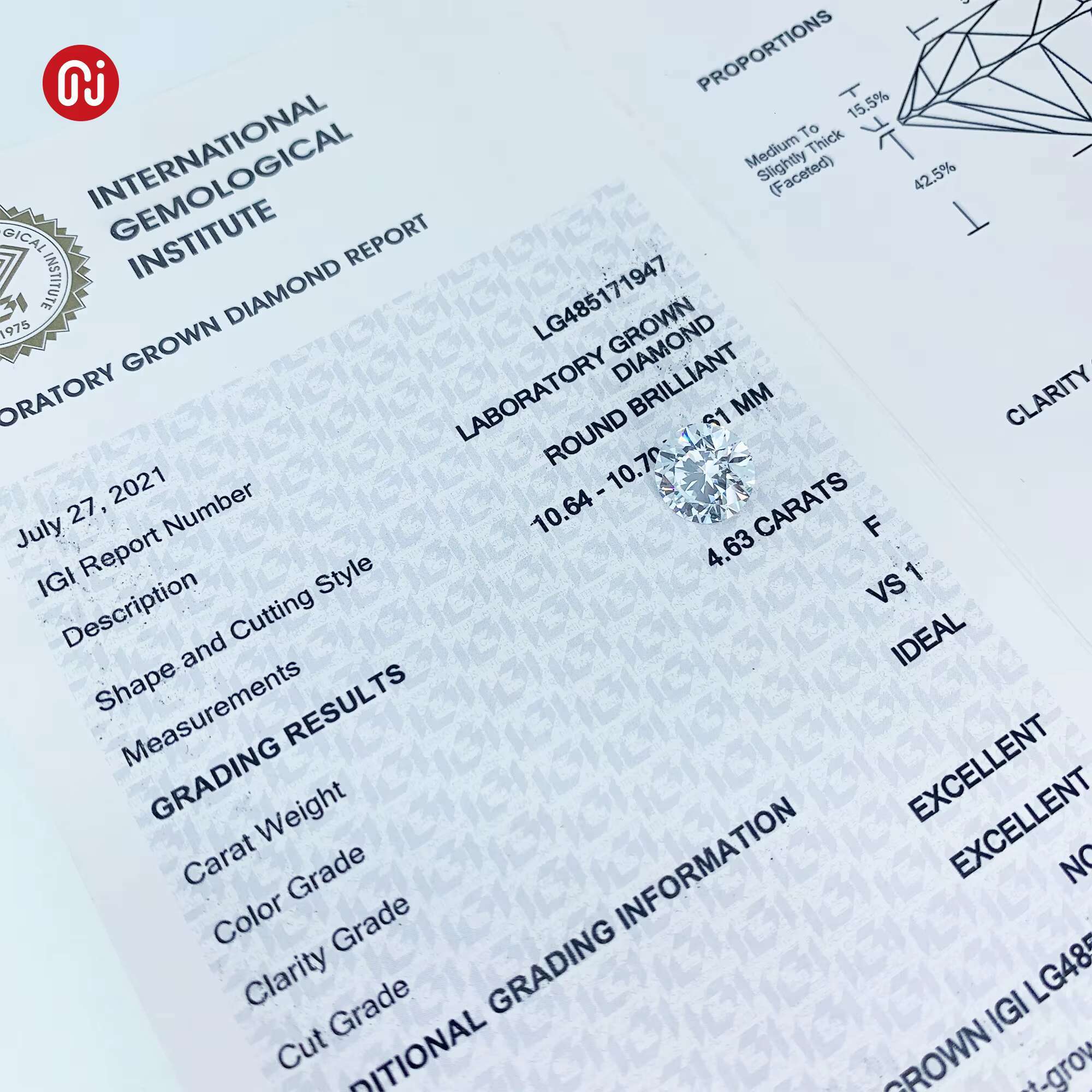 GIGAJEWE Lab Grown Diamond CVD HPHT D-H Color Round and Fancy Cut 1ct-6ct VVS VS with IGI Certificate for Jewelry Making