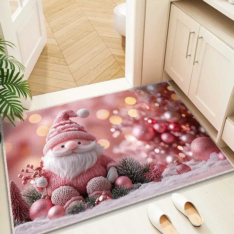 Christmas Snowman Gift Pattern Bathroom Mat Absorbent Foot Mat Dirt Resistant Floor Mat Festive Home Decor Rug Bathroom FoyerM251126