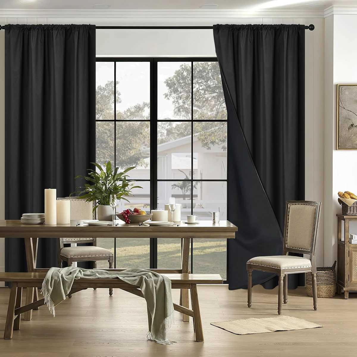 Christmas 1pc 100 Blackout Curtain with Rod Pocket Curtains for Living Room Bedroom Kitchen Window Curtain Drapes in Living Room Y251126