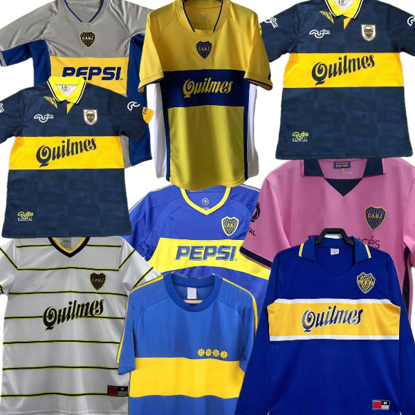 Retro classic Boca juniors soccer jerseys 1981 1995 96 97 98 99 2000 2001 2002 03 04 2005 06 2009 2010 11 12 RIQUELME MARADONA football shirt XXL