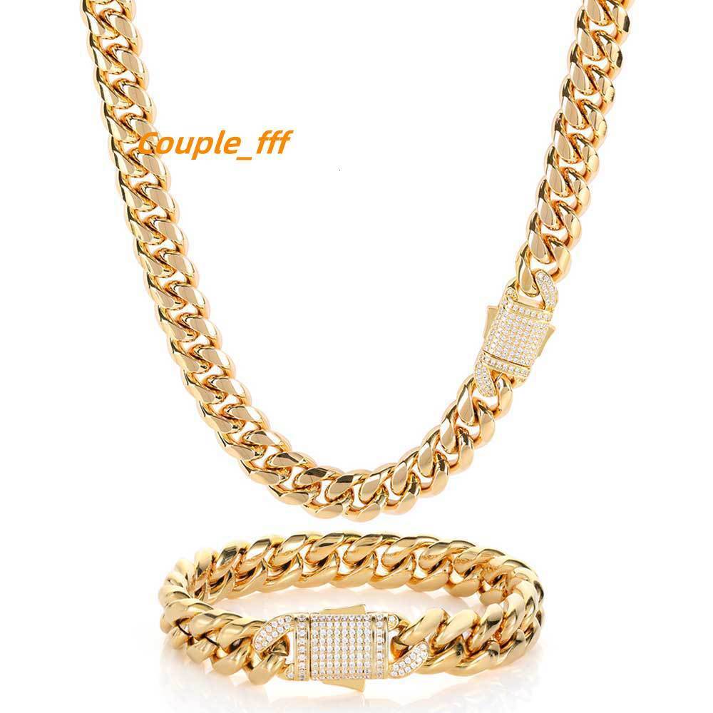 Personality Cut Moissanite Chain Necklace Stainless Steel Anti-rust Necklace