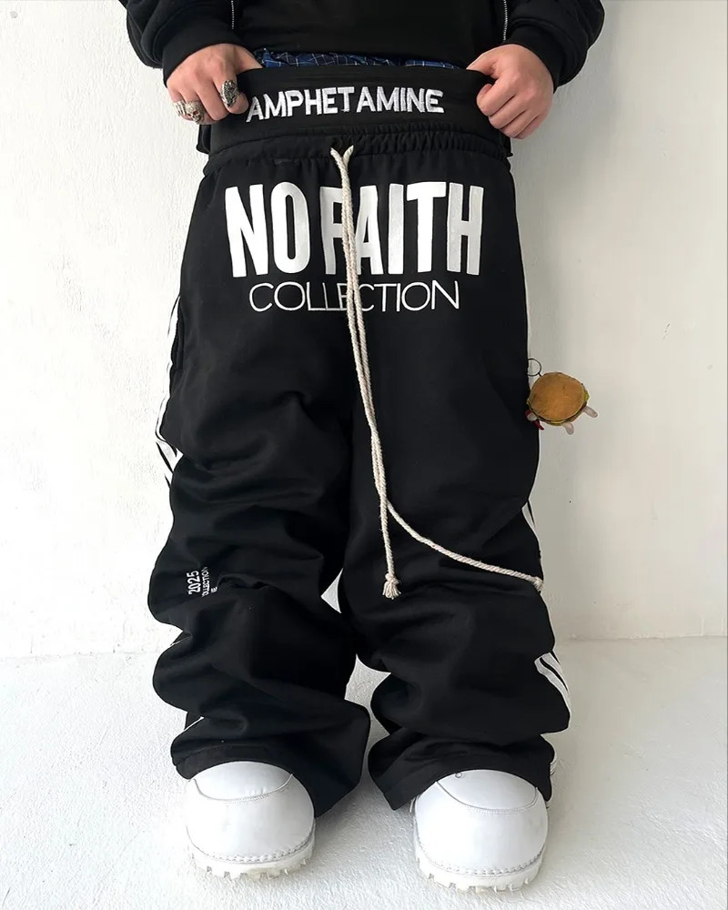 Y2K trendy Gothic English letter embroidered printed striped men sportswear pants retro Harajuku high Street punk casual pants 251126