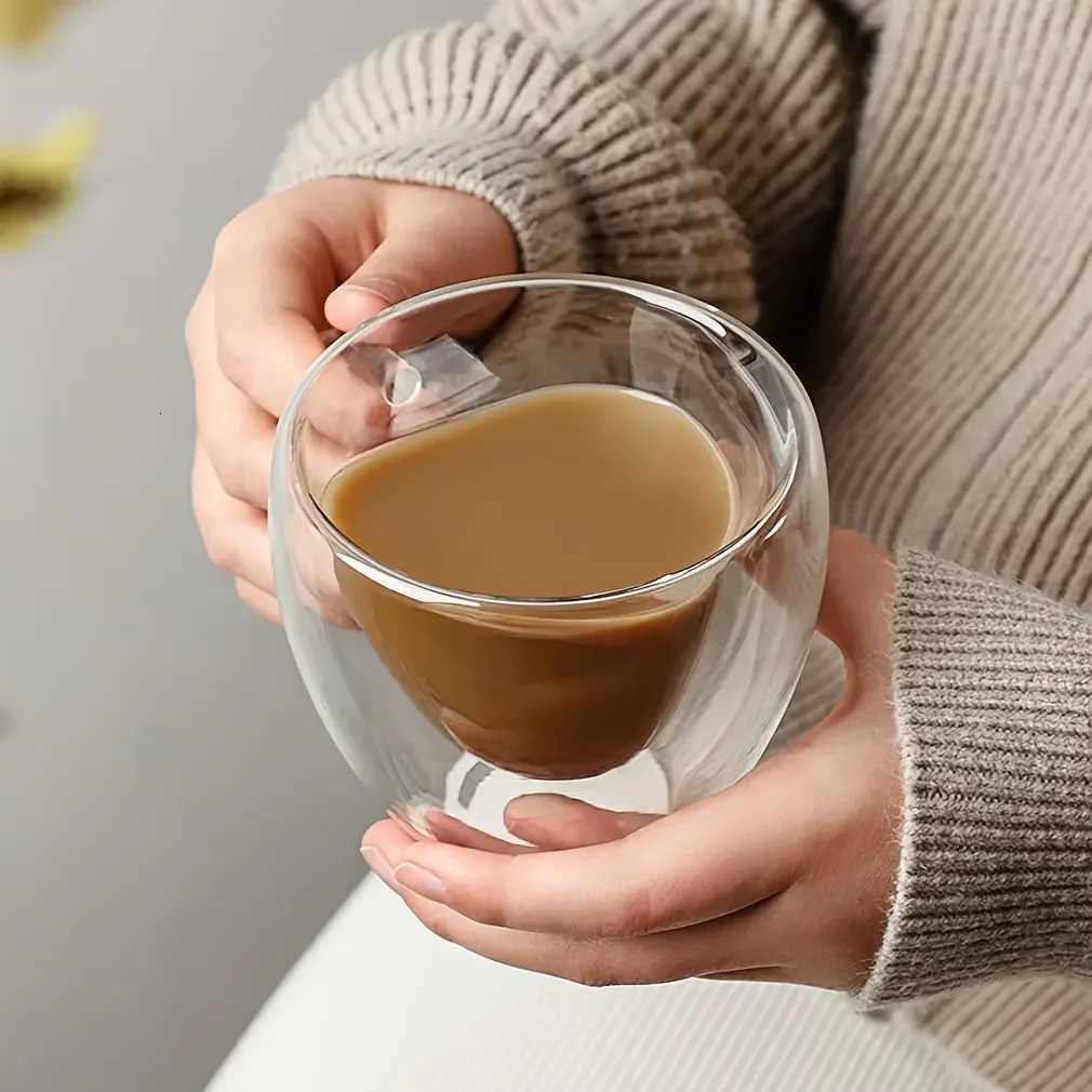 Heart Love Shape Glass Coffee Cups Mug Double Layer Drinking Tea Milk Juice Water Glasses Heat Resistant Drinkware Lover Gift C251126
