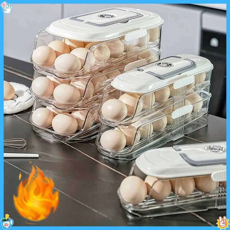 Home Refrigerator Automatic Rolling Egg Storage Tray Side Door Storage Container Food-Grade Rolling Egg Rack Y251126