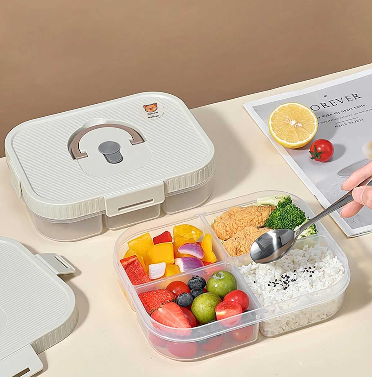 Microwave Plastic Divided Lunch Box With Lid Large Capacity Food Container For Hot And Cold Food Kids Students Sealed Bento Box Y251126