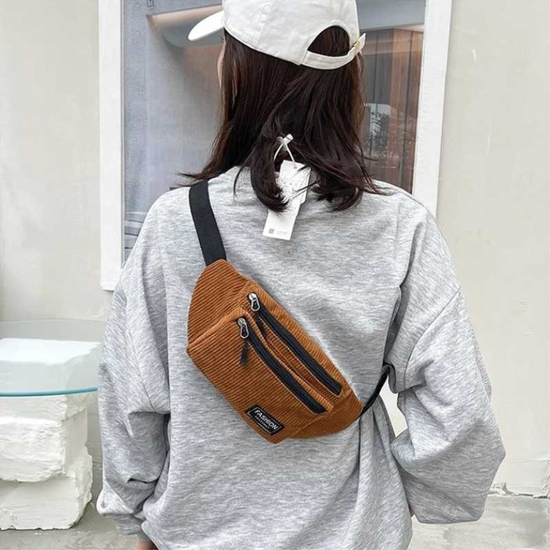 Corduroy Womens Waist Bag Small Canvas Ladies Casual Shoulder Crossbody Bags Fashion Fanny Pack Female Solid Color Chest BagT251126