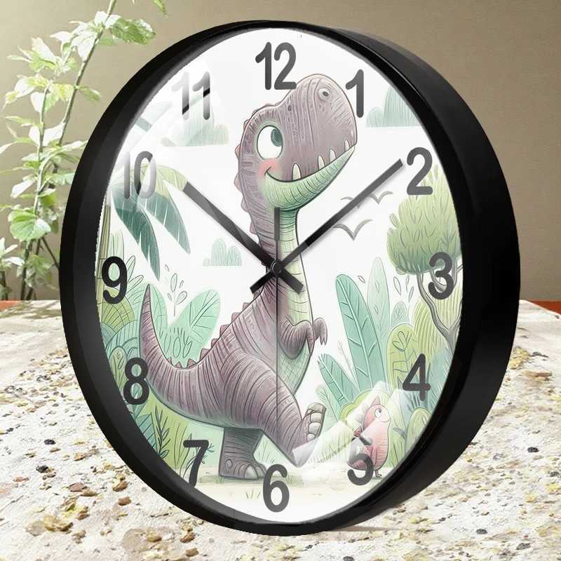 Jungle Dinosaur Cartoon Round Silent Hanging Wall Clock Suitable For Living Room SchoolStudy RoomBedroom Childrens Gifts C251126