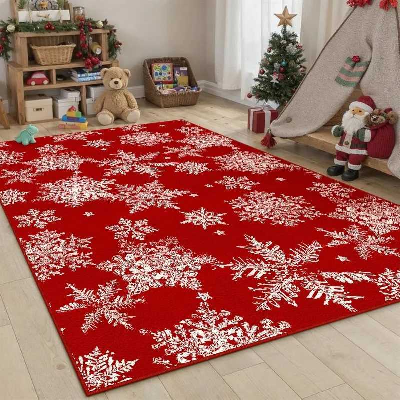 Christmas Office Carpet Snowflake Home Decor Doormat Xmas Holiday Decor Rug Non Slip Indoor Decorative Rmat for Dining RoomM251126