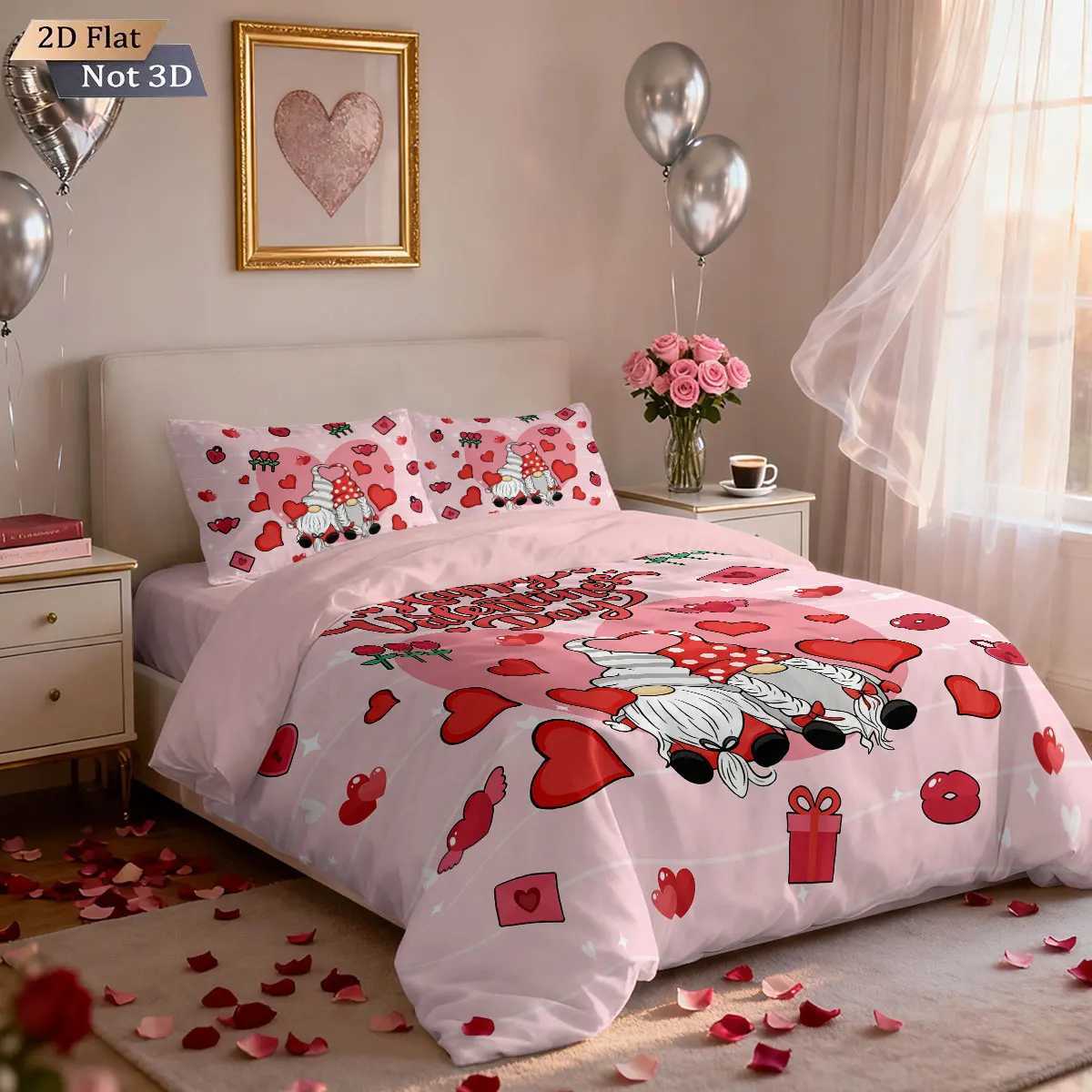 Christmas 3pcs Valentines Day Christmas goblin printed coreless duvet set multi size bedroom bedding holiday decoration machine washable Y251126