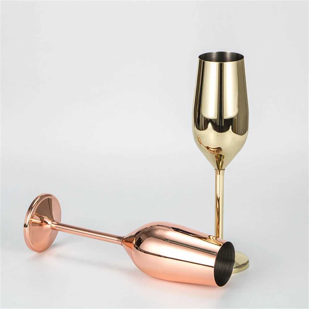 6pcs 200ml Stainless Steel Champagne Flutes Unbreakable Wine Glasses for Wedding Anniversary Birthday Parties C251126
