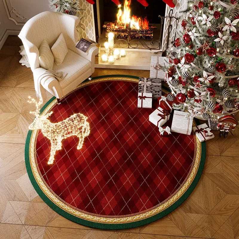 Christmas Tree Base Floor Mat Festive Holiday Apron Rug for Living Room Bedroom Home Holiday DecorM251126