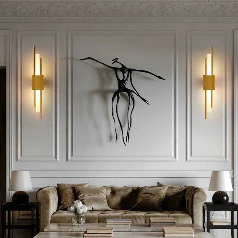 Modern LED Wall Light Wall Lamps Black And Bronze Brass Gold Metal Acrylic Pipe LED Sconce for Living Room Hotel House Bedroom M251126