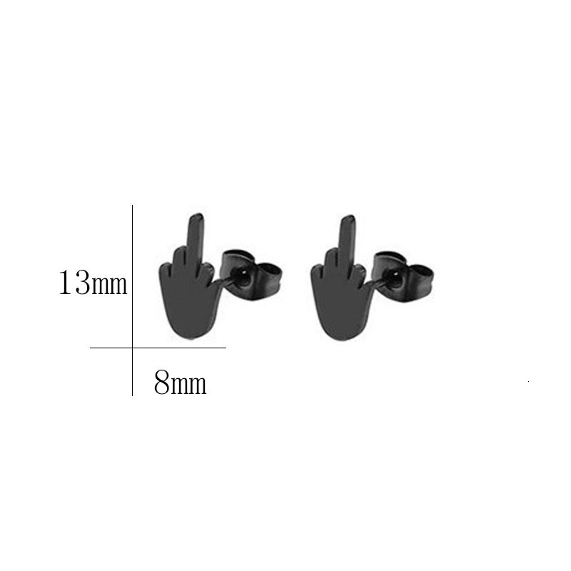 Xinghe New Product Stainless Steel Men's and Women's Punk Titanium Plated Ear Accessories Middle Finger Bow Earrings
