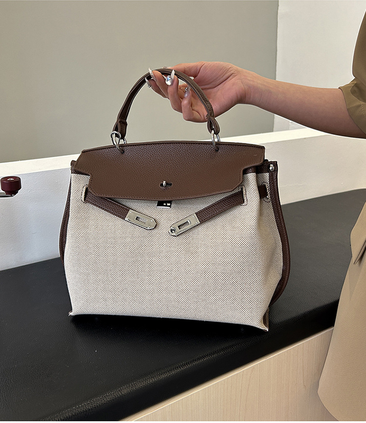 Fashion tote bag new women's bag trend large capacity contrasting color shoulder oblique span bag
