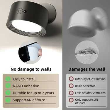 LED Wall Sconces Light Touch Control Double Head Wall Lamp 360 Rotatable 3Colors Wall Lights Wireless Night Lights For Bedroom M251126