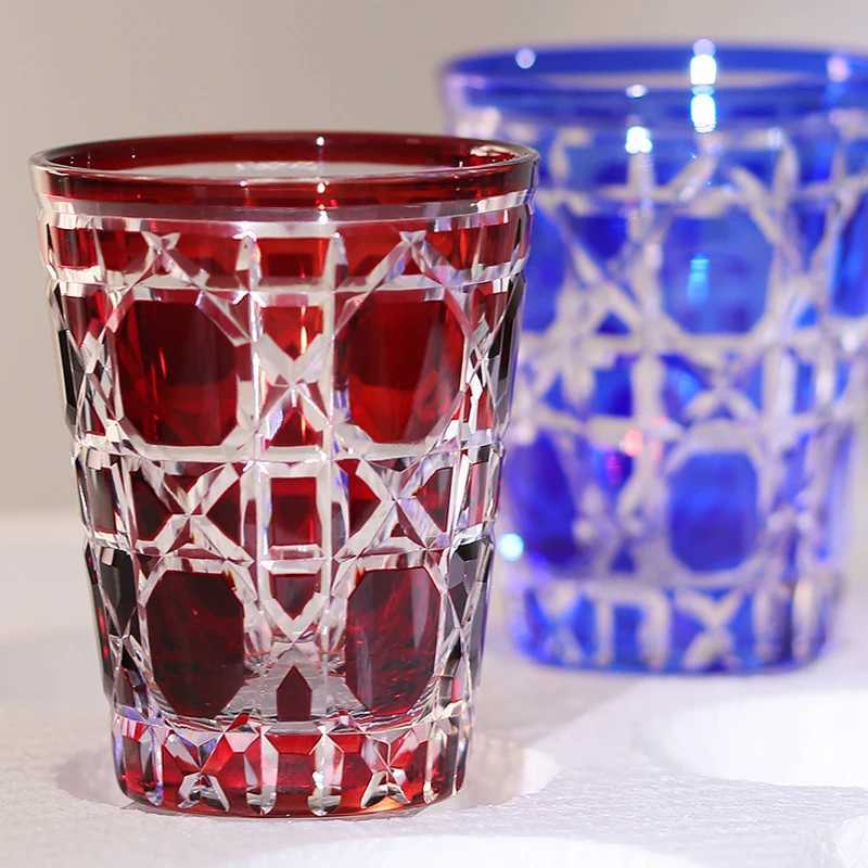 260 ml Hand Cut To Clear Multi-Colored Glass Cocktail Whiskey Tumbler 9 oz Highball Water Glass For Iced Cold Coffee Beverages C251126