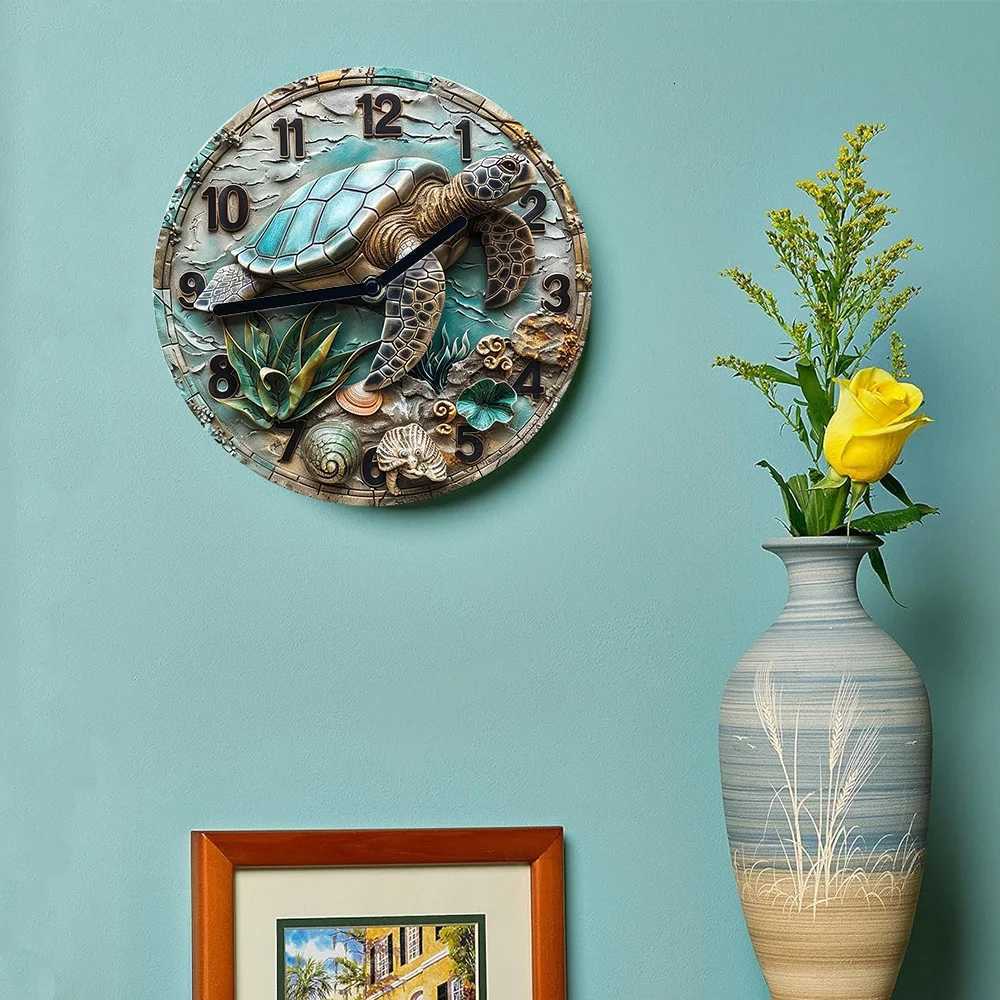 Aluminum Wall Clock With Turtle Design-Perfect For Summer BedroomVacation Decor decoratie woonkamer voor de muur modern design C251126