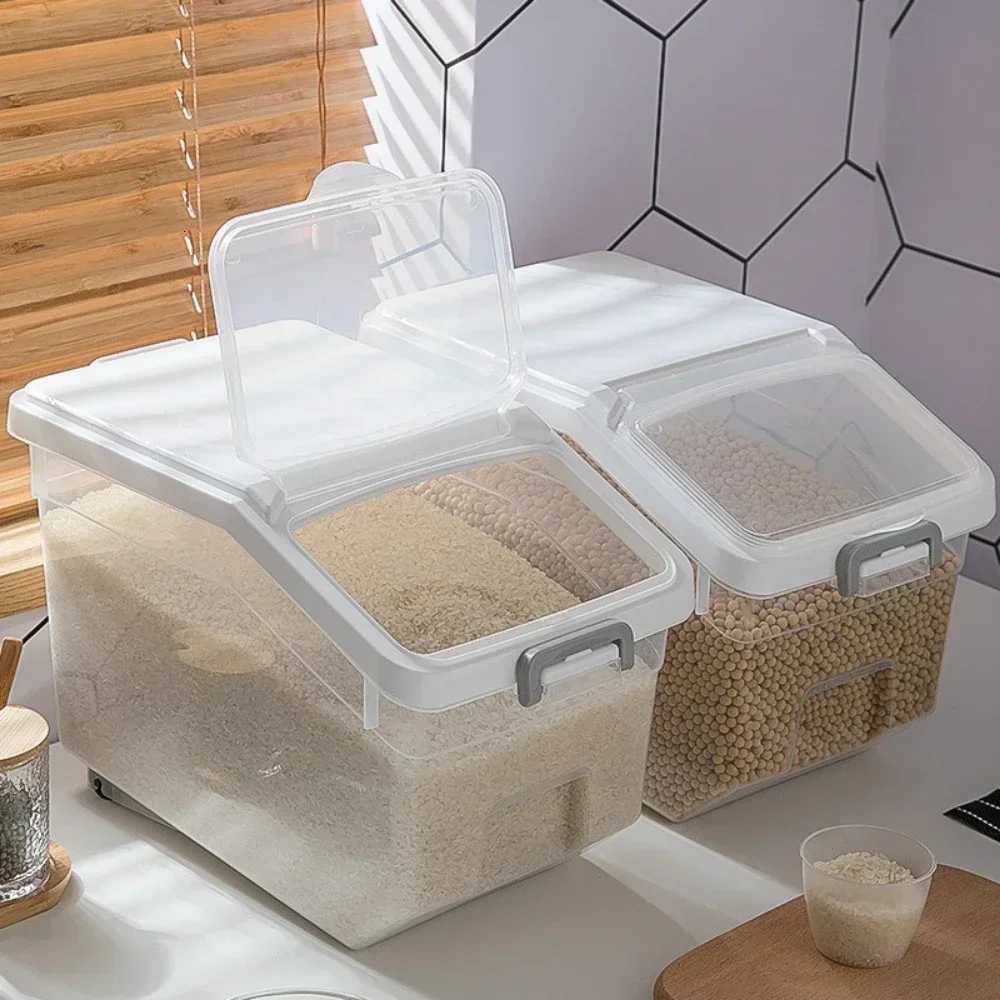 10kg Large Capacity Rice Storage Box Seal Food Dispenser Moisture-proof Thickened Flour Cereal Container Home Kitchen Organizers Y251126