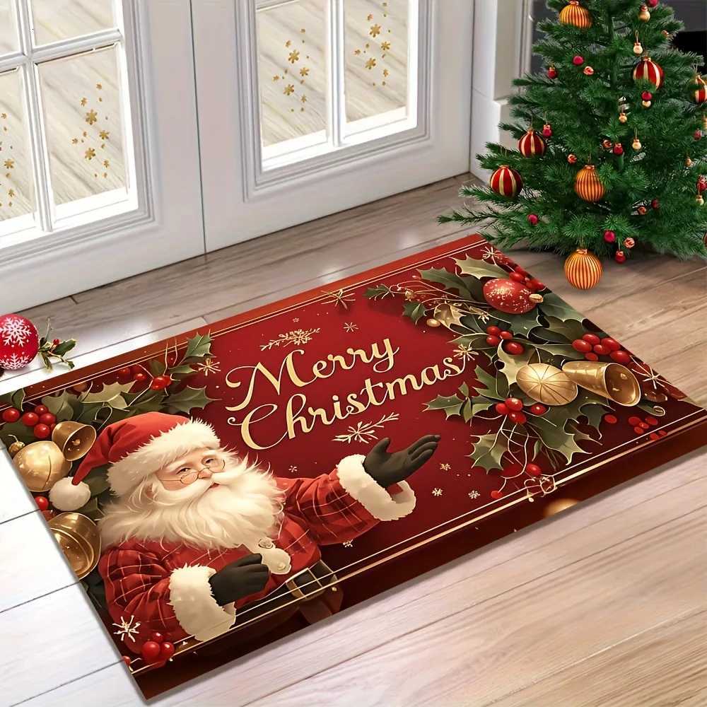 Christmas Door Mat Plaid Pattern Welcome Rug Festive Home Decor Mat Non Slip Floor Protector for Xmas Entrance Outdoor RugM251126